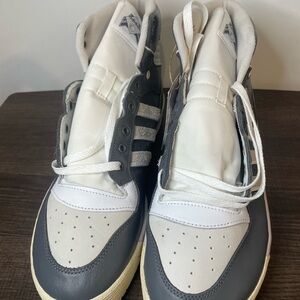 Gray and White High-Top Sneakers